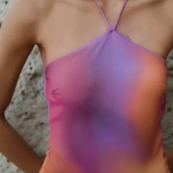 Zara Printed Tulle Swimsuit, Multicolour, NWT, S - Picture 5 of 9